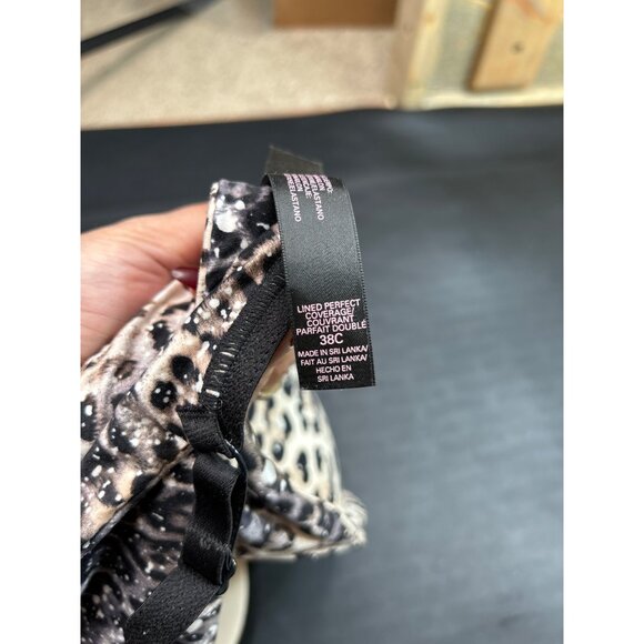Victorias Secret Leopard Print 38C Lined Perfect Coverage Bra With Lace Trim - Picture 7 of 7